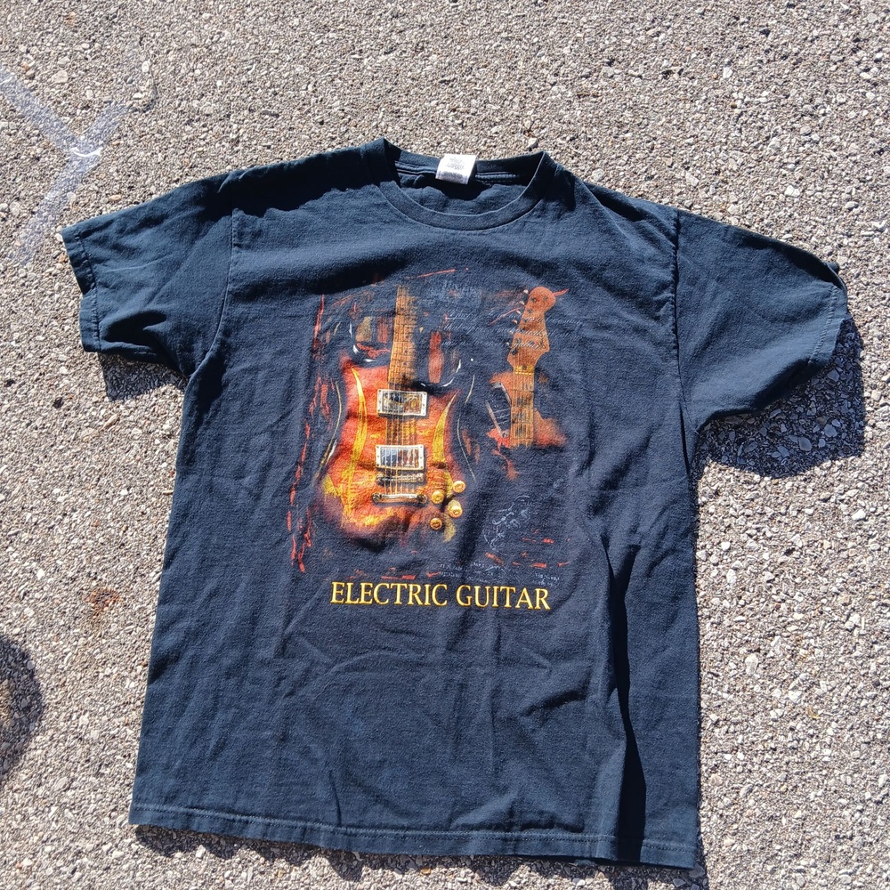 Fruit Of The Loom Shirt Mens Large Black Electric Guitar Music Graphic Tee